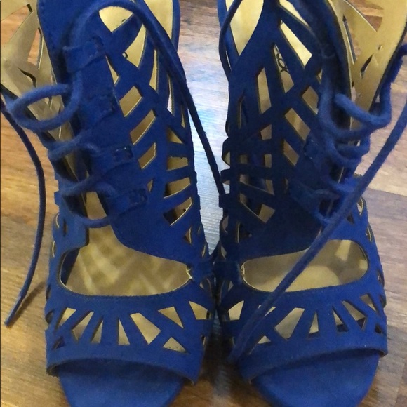 Blue Lace Up Heels - Picture 4 of 4